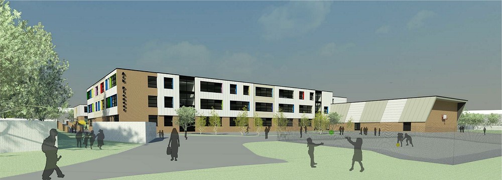 artists impression of modern three storey building
