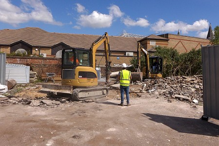 building site with a big digger