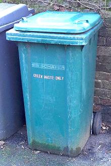 green wheelie bin