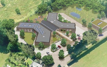 artists impression of cross-shaped building