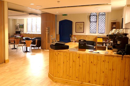 cafe interior with wooden panelling