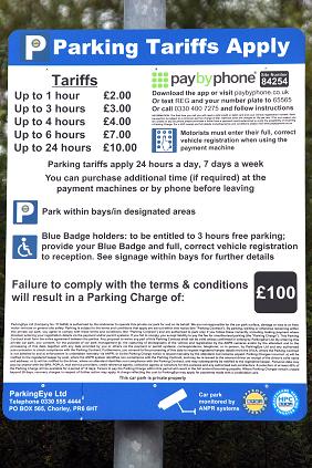 Parking Tariffs, Barnet Hospital