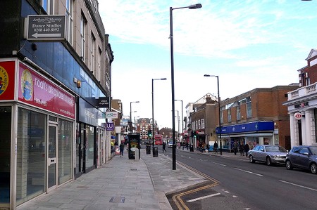 Barnet High Street after the widening of the pavements