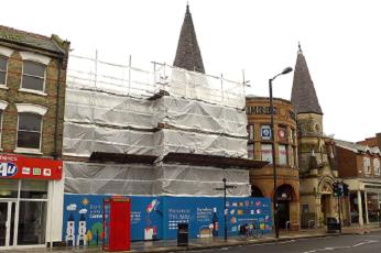 Spires shopping centre with scaffolding