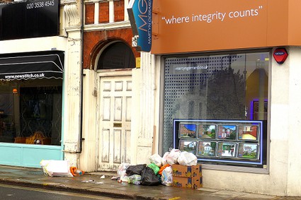 rubbish sacks on pavement